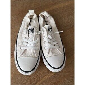 Converse White Low-Top Canvas Sneakers with Black Trim Size 7 New!